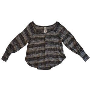 Free People Oversized Green Gray Balloon Long Sleeve Sweater